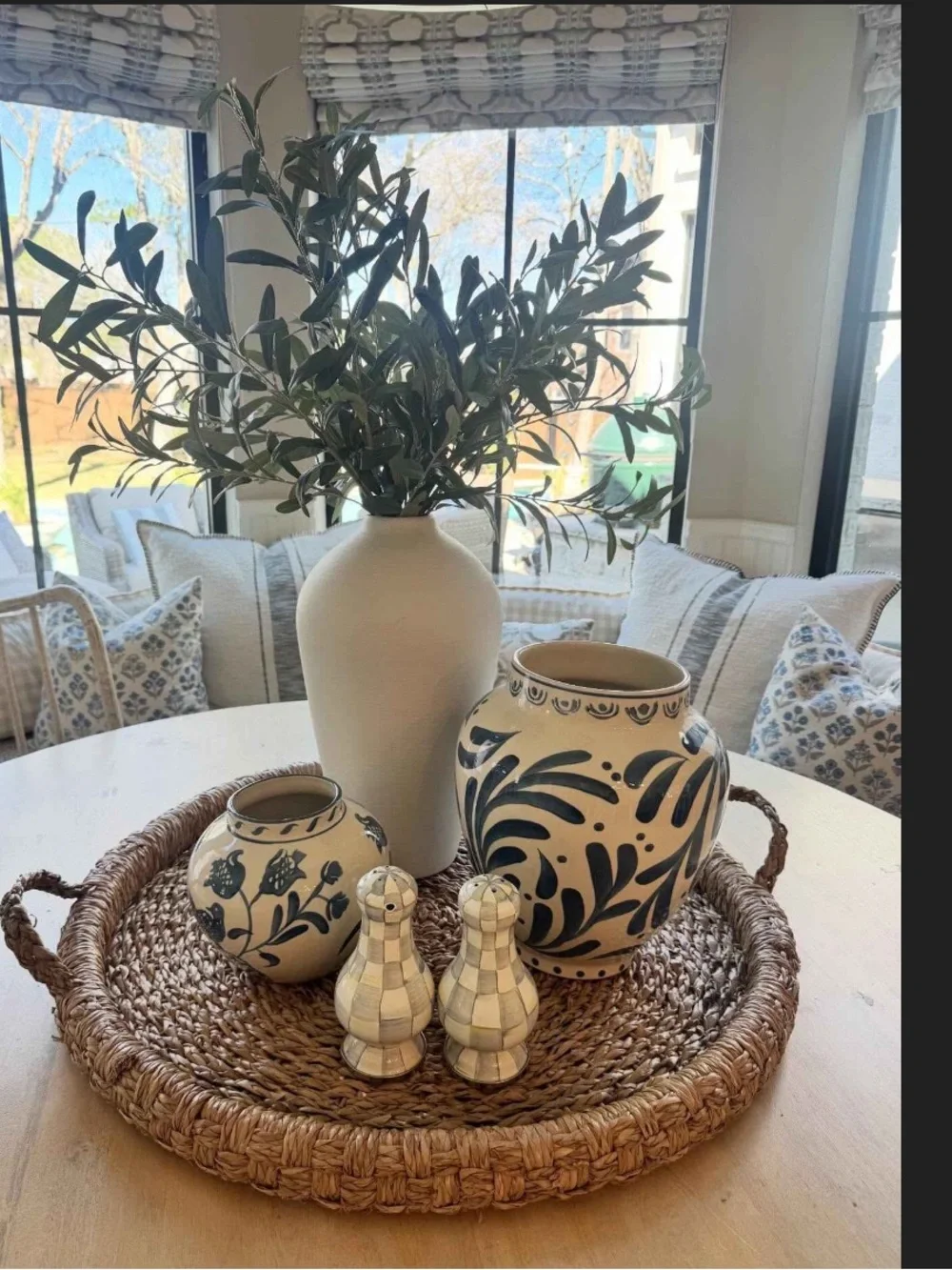 Medium Blue Painted Ceramic Vase - Threshold™